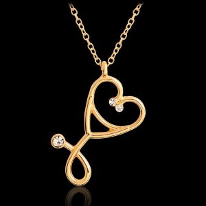 Nurse Stethoscope Necklace – Crystal Stethoscope Necklace – Heart Stethoscope Necklace – Nurse Jewelry - Nurse Gifts Gallery